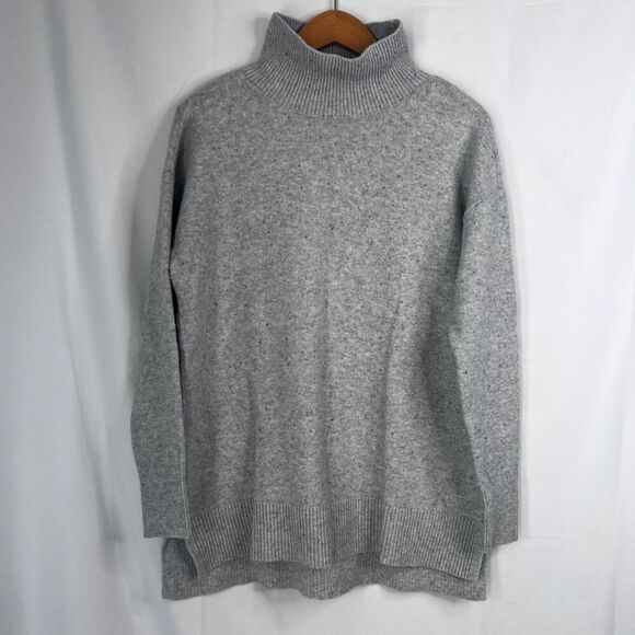 Ann Taylor LOFT Light Flecked Gray Mock Neck Ribbed Trim Sweater Size XS - Picture 8 of 8